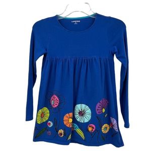 Lands' End Long Sleeve Floral Blouse Girls Size Med (‎ 10-12)